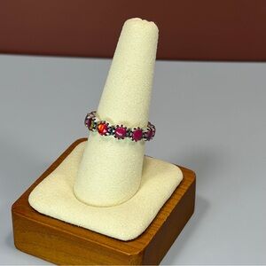 Fiery Red Opal Sterling Silver Eternity Ring